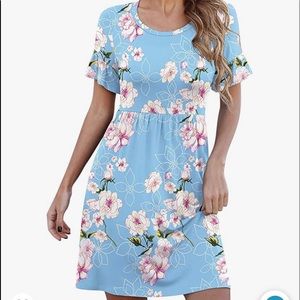 Light Blue Floral Print Dress Size Medium